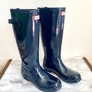 Hunter Rain Boots Tall Gloss Midnight Blue